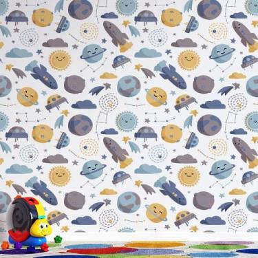 Imagem de Papel de Parede infantil Planetas e Foguetes - AloPapers, 4,00m de lar