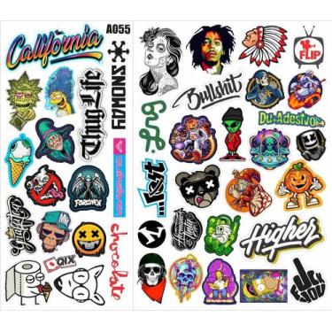 Imagem de Kit 43 Adesivos Para Skate Notebook Mala Marca Skateboarding - Du Ades