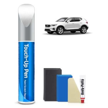 Imagem de RSACET Kit de tinta de retoque branco gelo 614 compatível com o kit de tinta de retoque de reparo de arranhões de carro da Volvo Exact Match