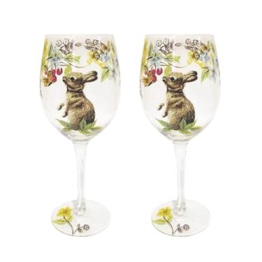 Imagem de SKINFORD Pintado à mão, coelhinho, coelho, Páscoa, primavera, taça de vinho, primavera, primavera, primavera, decoração de mesa, copos de vinho com haste para decoração de cozinha, presentes 1