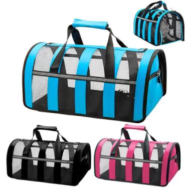 Imagem de Bolsa Transporte Pet Viagem Mala Avião Cães Gatos Grande (azul)