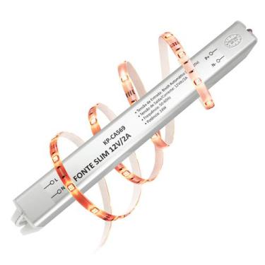 Imagem de Fonte Slim 12V 2A Driver Perfil Fita Led Luminária 24W - Onistek