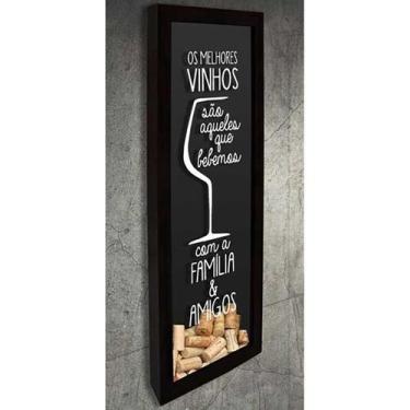 Imagem de Quadro para Rolhas Slim - Os Melhores Vinhos - Quadro Novo, Preto, 30 