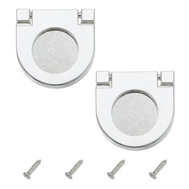 Imagem de PATIKIL Puxador de anel nivelado de 1,4 polegadas (35 mm) 2 peças puxador de gaveta de perfil baixo de liga de zinco com parafusos para armários de móveis, cômodas, prata