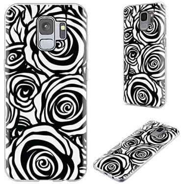 Imagem de Capa para Samsung Galaxy S10, Capa protetora total VoMotec antirriscos, fina, flexível, macia TPU capa traseira de silicone capa de telefone para Samsung Galaxy S10 6,1 polegadas 2019, Torre Eiffel de Paris na chuva com guarda-chuva vermelho, Black Rose on White for s9