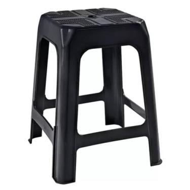 Imagem de Banqueta de Plástico Preta Banquinho Empilhável - Plastics