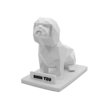 Imagem de Escultura Decorativa Cachorro Shih Tzu - 3D Think BR, Branco