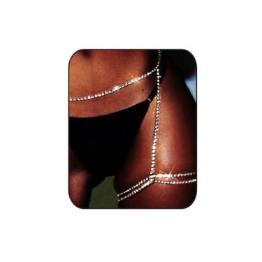 Imagem de Blindery Corrente de cristal Boho com strass para o corpo, corrente sexy para coxas, corrente de perna, biquíni, corrente de barriga, joia de festa para mulheres e meninas, Free Size, Liga metálica