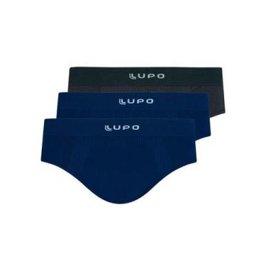 Imagem de Kit com 3 Cuecas Slip Lupo 681-001 Colorido, Azul marinho, M