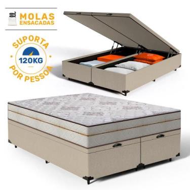 Imagem de Cama Box Baú com Colchão de Molas Ensacadas Luxury Queen 158cm - Lucas