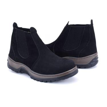 Imagem de Bota Botina Masculina Camurça Ecológica Sola de Borracha Trabalho Rode