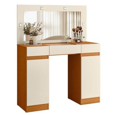 Imagem de Penteadeira Camarim Porta Joias 3 Gavetas 2 Portas Princess Cinamomo/off White