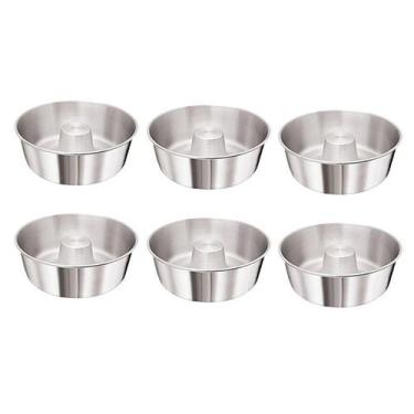 Imagem de Kit Jogo 6 Mini Forma Assadeira Pudim Bolo Redonda Com Furo 12cm - Msr