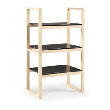 Imagem de Estante com Prateleiras em Madeira e MDF 130 cm Natural e Preto Tetris