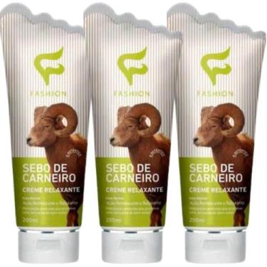 Imagem de Creme Relaxante Fashion Sebo de Carneiro Bisnaga 200ml Kit 3 Unidades