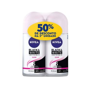 Imagem de Kit com 2 Desodorantes Antitranspirante Roll On NIVEA Invisible Black & White Clear 50ml - 4005900181046
