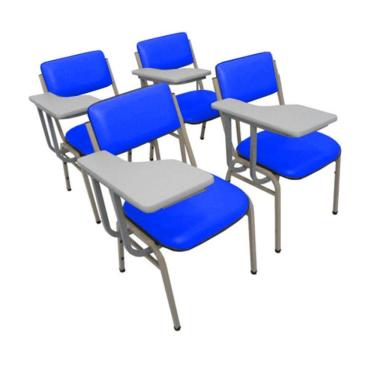 Imagem de Kit com 4 Cadeiras Escolar Universitária para Auditórios Linha Hotel Smart Azul
