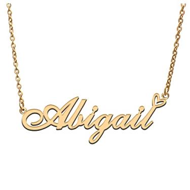 Imagem de RONKAH Colar de nome personalizado personalizado com coração colar de nome personalizado para mulheres colar de moda pessoal melhor presente para menina, mãe, filha, amizade, Natal, aniversário,