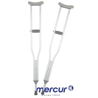 Imagem de Muleta Axilar Par De Alumínio Até 130kg Mercur P M G + Firme Leve, Cin