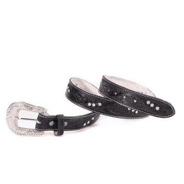 Imagem de Cinto Country Feminino Couro  Metal Pedraria Strass Grande - Pampas Co