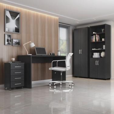 Imagem de Conjunto para Escritório 4 Peças com Escrivaninha Gávea 1 Gaveteiro e 2 Armários Espresso