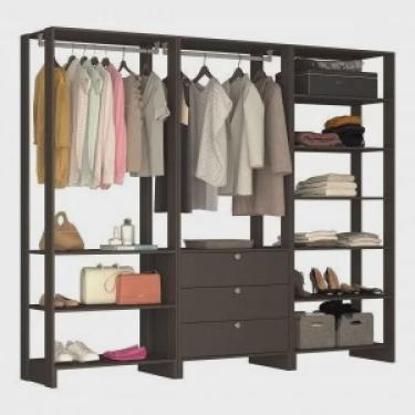 Imagem de Guarda-Roupa Closet 3 Peças com 2 Cabideiros 3 Gavetas e 10 Nichos Yes