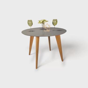 Imagem de Mesa de Jantar Tampo com Vidro Redonda 90x90cm Slim