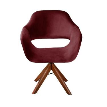 Imagem de Poltrona Decorativa Zara Pé Giratório Em Madeira Bordo