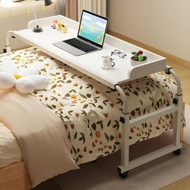 Imagem de Mesa de cama ajustável para cama com rodas e mesa inclinável – Mesa médica com rodinhas para casa e hospital, mesa de computador, mesa de trabalho, bandeja de alimentos
