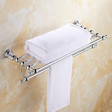 Imagem de UBRESVILA Toalheiros, toalheiro de casa de banho toalheiro montado na parede, toalheiro de casa de banho em latão e vidro, toalheiro, prateleira de armazenamento de casa de banho para casa do hotel