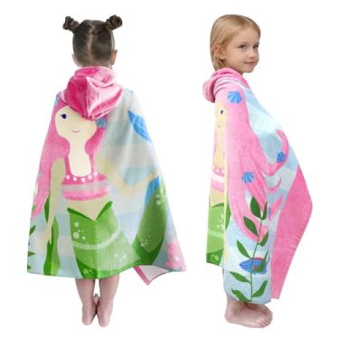 Imagem de Toalhas com capuz para crianças - banheiro infantil, praia, toalha de natação, 3-10 anos menino menina praia poncho com capuz 100% algodão 76 x 127 cm tamanho grande macio grosso, bonito e absorvente