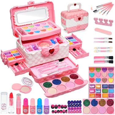 Imagem de Kit de maquiagem herapfann Kids para meninas de 4 a 12 anos com 57 unidades