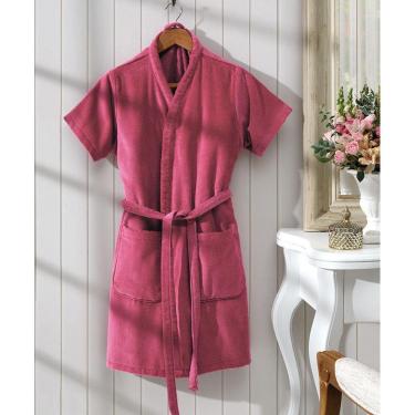 Imagem de Roupão Dohler Fiore Velour Adulto 100% Algodão Cereja Tam P