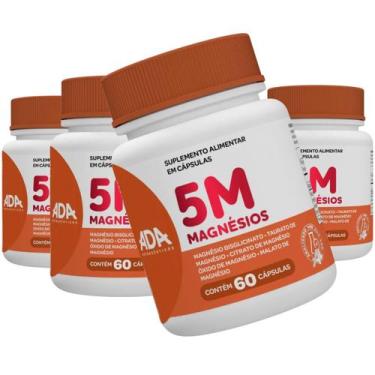 Imagem de Kit 4 Magnésio 5M Puro Quelato Malato Taurato Bisglicitano Óxido Suple