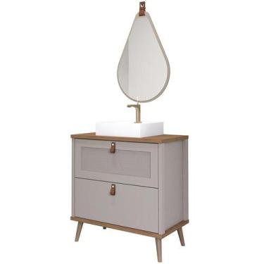 Imagem de Gabinete de Banheiro Veneto 80 com Espelho Gota Cappuccino/Freijo - MG