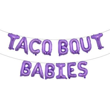 Imagem de Taco About A Baby Decorações Fiesta Decoração de Chá de Bebê Balões Gêmeos Mexicanos para Chá de Bebê Taco Bout Balões para Bebês Decoração de Revelação de Gênero (TACO BOUT BABIES Roxo)