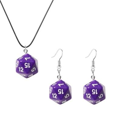 Imagem de Dreuyet Conjunto de brincos e colares de dados para mulheres e homens personalizados punk resina 3D brincos pendentes de dados estranhos hiphop discoteca dança brinco geométrico boate festa joias