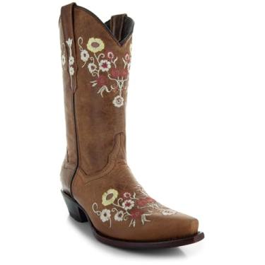 Imagem de Botas femininas soto Showstopper Snipped Toe floral Cowgirl M50044, Tan, 10