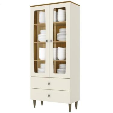 Imagem de Cristaleira 2 Portas 2 Gavetas Liz Off White Nature Henn, Off White Na