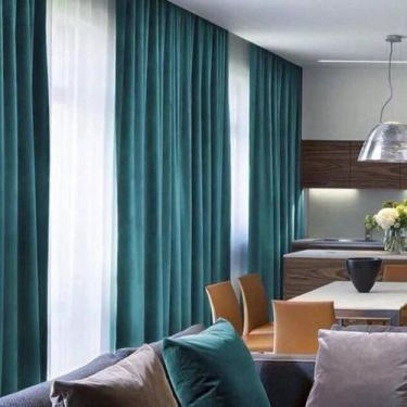 Imagem de Cortina De Suede Veludo Sala Quarto Vintage Elegância 1,40L X 2,30A - 