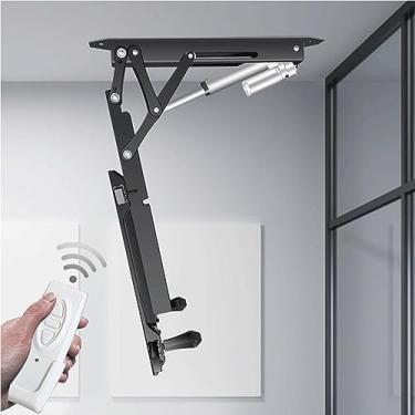 Imagem de CUTPOIY Suporte elétrico para TV de teto – Suporte de TV motorizado para TVs de 32 a 70 polegadas, suporte de TV motorizado com controle remoto e controle de interruptor, elevador oculto para TV com