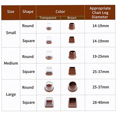 Imagem de Protetores de Piso da Perna da Cadeira de 8pcs, Cobertura de Proteção Dos Pés da Perna de Móveis Com Feltro, Sem Ruídos, Fácil de Usar para Cadeira, Mesa, sofá (L redondo)