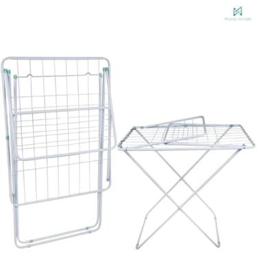Imagem de Varal de Chão Retrátil com Abas, 90cm x 143cm, Branco, Suporta 12kg