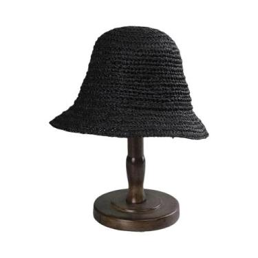 Imagem de Chapéu Balde de Palha Feminino - Proteção Solar para Praia e Verão, 56