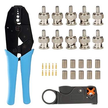 Imagem de TLS.eagle BNC RG58 Plug Crimp Conector e Striping Crimp Ferramenta para RG58/RG59/RG6 Pacote com 10