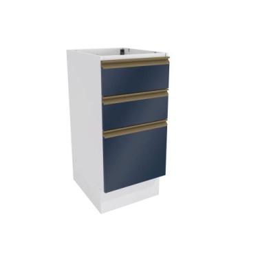 Imagem de Balcão 3 Gavetas Kappesberg Celeste 100% MDF Branco/Azul Profundo 40cm