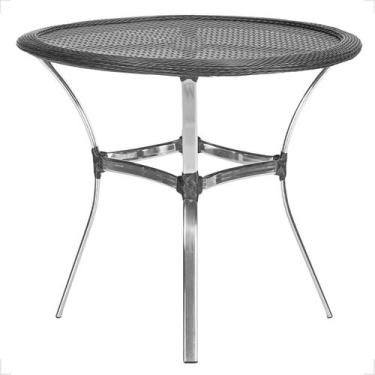 Imagem de Mesa de aluminio polido e tampo tramado em fibra sintética para jardim