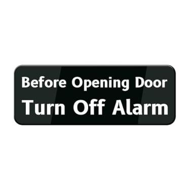 Imagem de XZPWEL Placa de alarme de desligue a porta, sinal autoadesivo de 22 x 7 cm para porta ou parede, fácil instalação, design de acrílico premium para loja comercial, loja, café, escritório, restaurante
