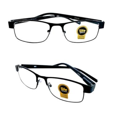 Imagem de Armação Óculos Grau Metalico Preto Para Leitura Perto (+1.75)