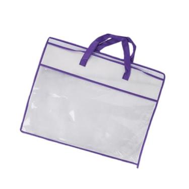 Imagem de IEUDNS Saco de armazenamento de cobertores, organizador de roupas, recipiente com zíper, saco de armazenamento de edredom, organizador de armário para, Borda Violeta